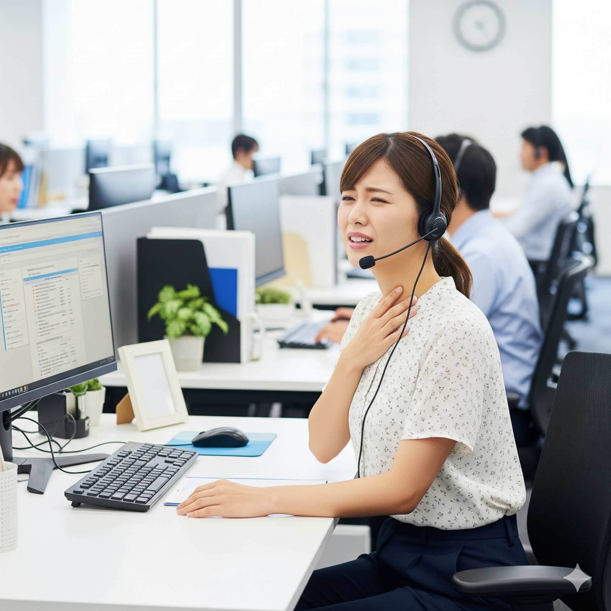 コールセンター勤務者必見！なぜ喉を痛める？原因と正しい喉のケア方法を徹底解説