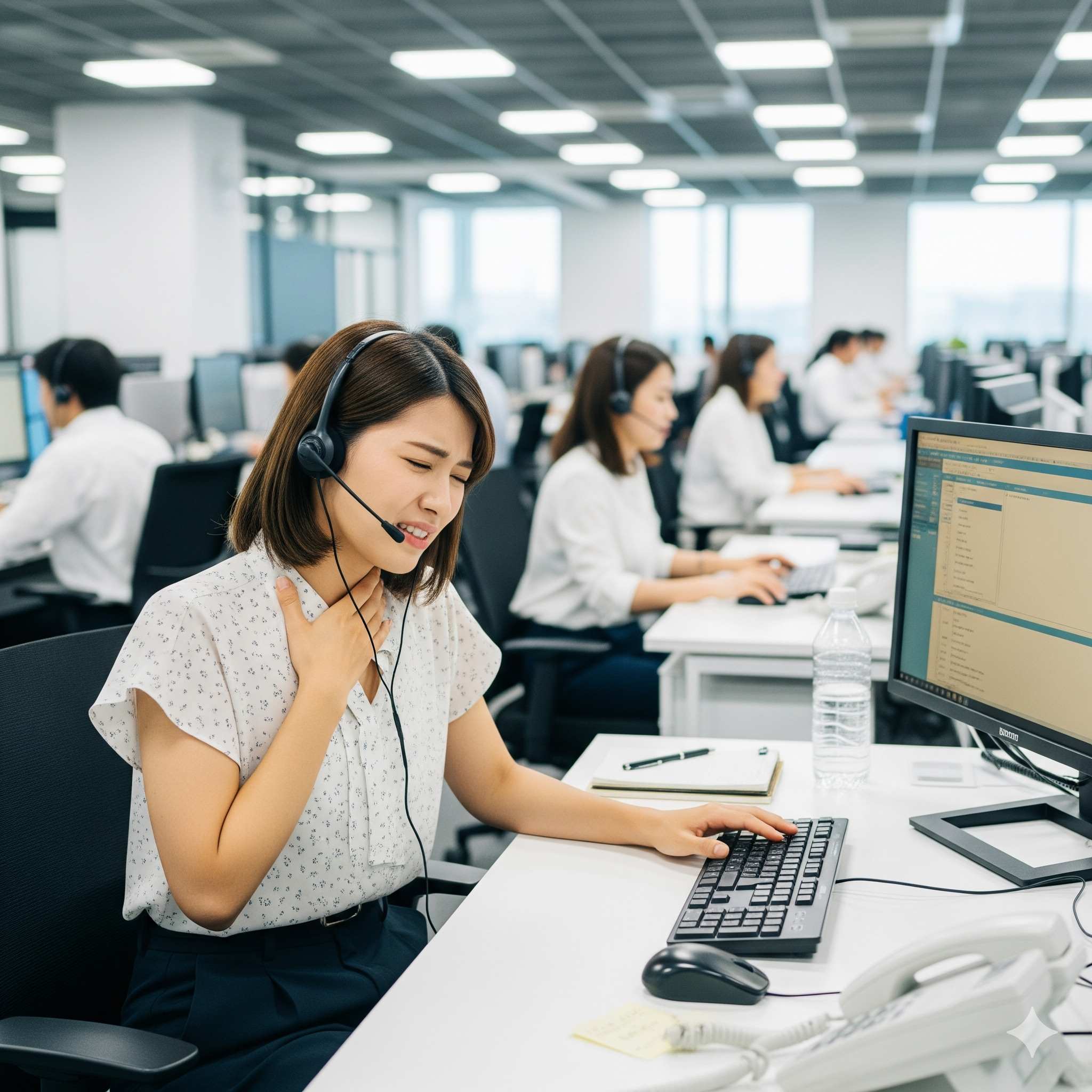 コールセンター勤務者必見！なぜ喉を痛める？原因と正しい喉のケア方法を徹底解説